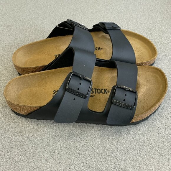 NEW Birkenstock Arizona Oiled Leather Black Cork Slide Sandals Women's Size 8US/ - Picture 2 of 11